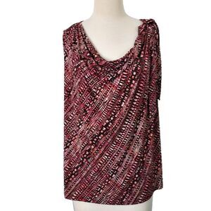 Merona Shirt Top Cowl Neck Womens Plus Size 3X Sleeveless Flowy Brown Pink
